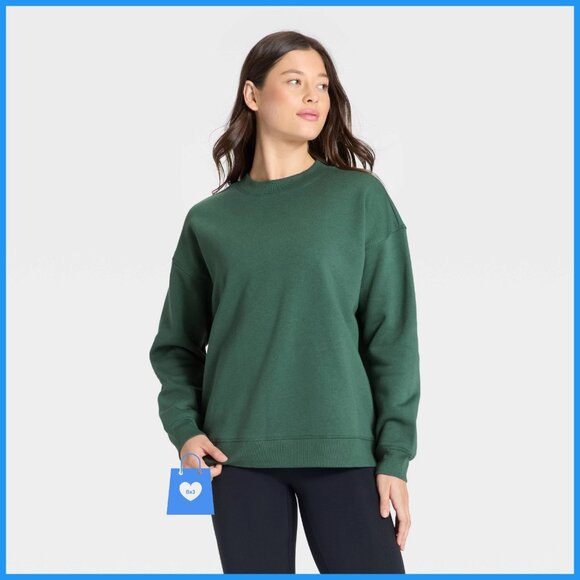 Large - Womens Active Comfort Oversized Sweatshirt - All In Motion - Dark Green - Picture 2 of 8